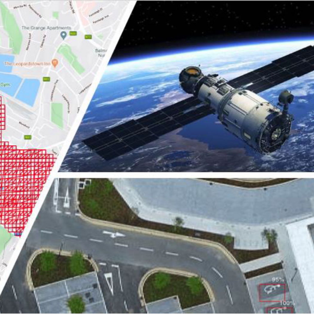 Image of accessible parking, a satellite and digital map